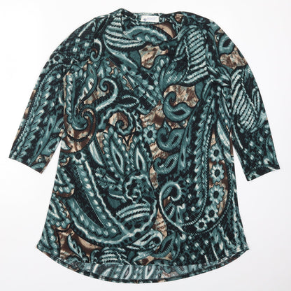 Anamor Womens Blue Geometric  Basic T-Shirt Size S