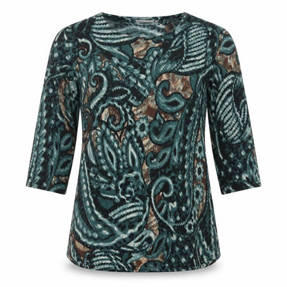 Anamor Womens Blue Geometric  Basic T-Shirt Size S