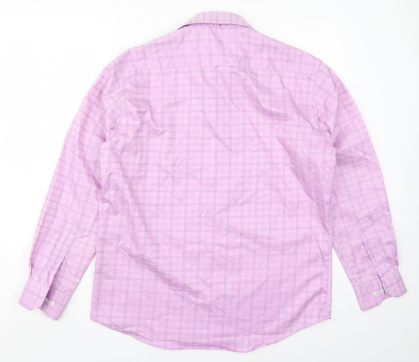 Zona Mens Pink Check   Button-Up Size 15.5