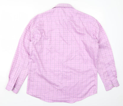 Zona Mens Pink Check   Button-Up Size 15.5