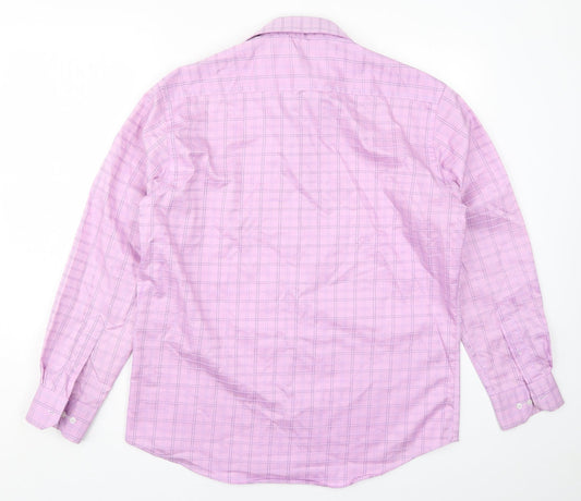 Zona Mens Pink Check   Button-Up Size 15.5