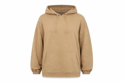 Front view of reyon women’s brown pullover hoodie, size L