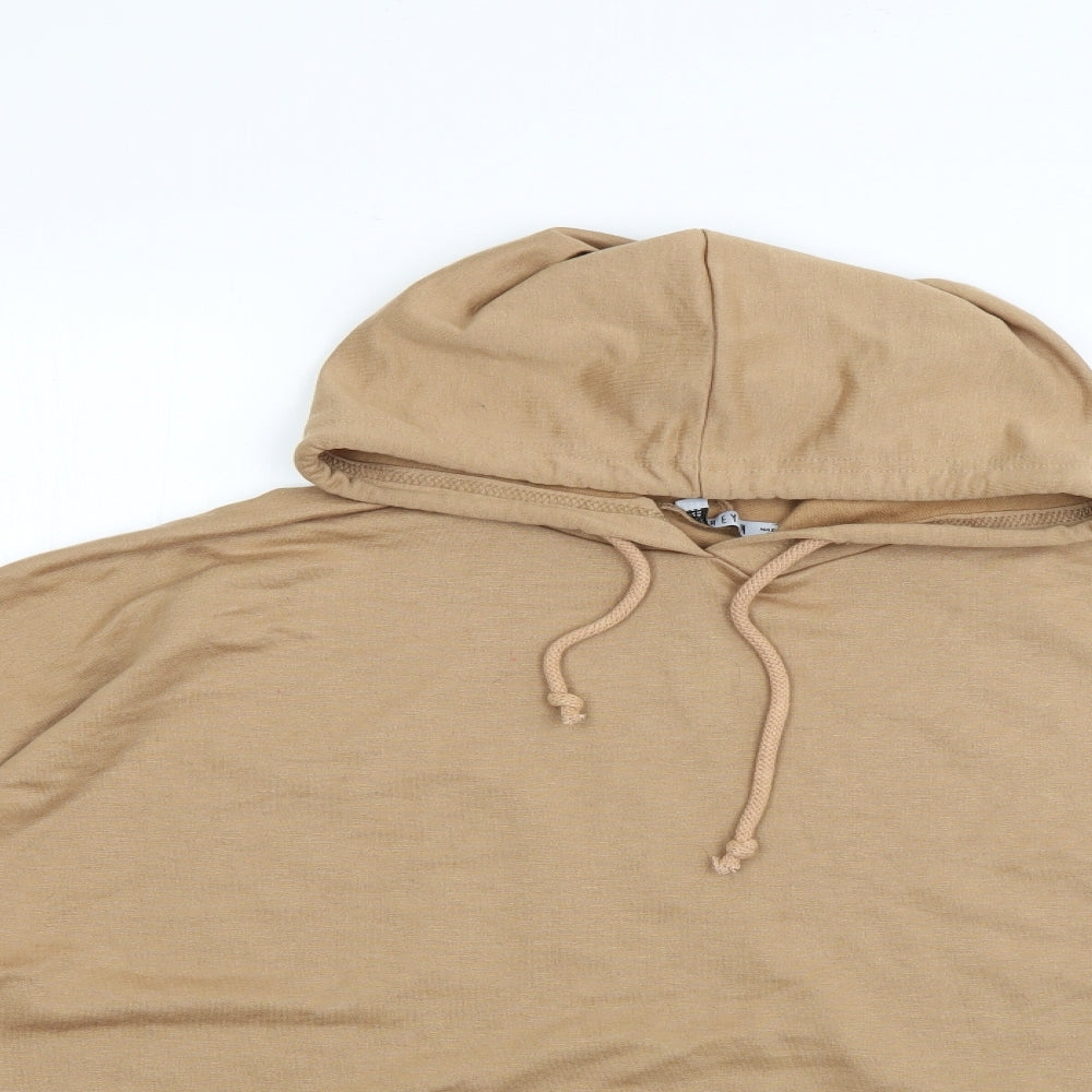 Close-up detail of reyon women’s brown pullover hoodie, size L