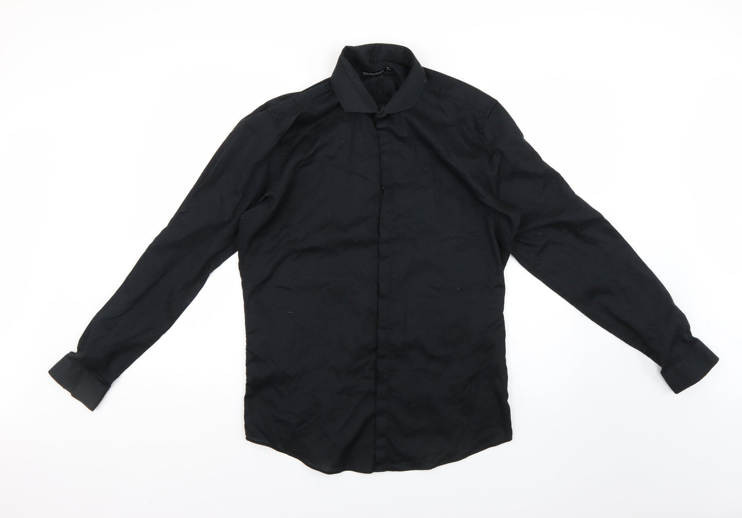 Womens UK Size 16 Cedar Wood State Black Basic Button-Up