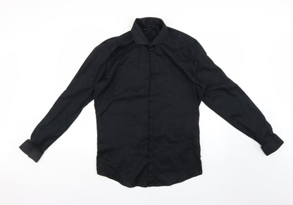 Womens UK Size 16 Cedar Wood State Black Basic Button-Up
