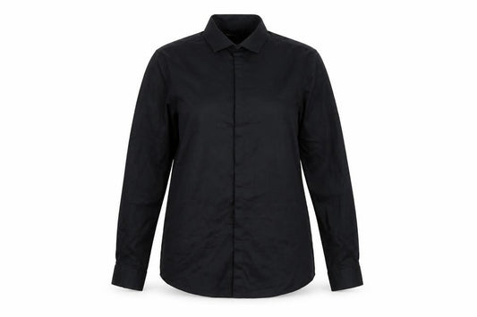 Womens UK Size 16 Cedar Wood State Black Basic Button-Up