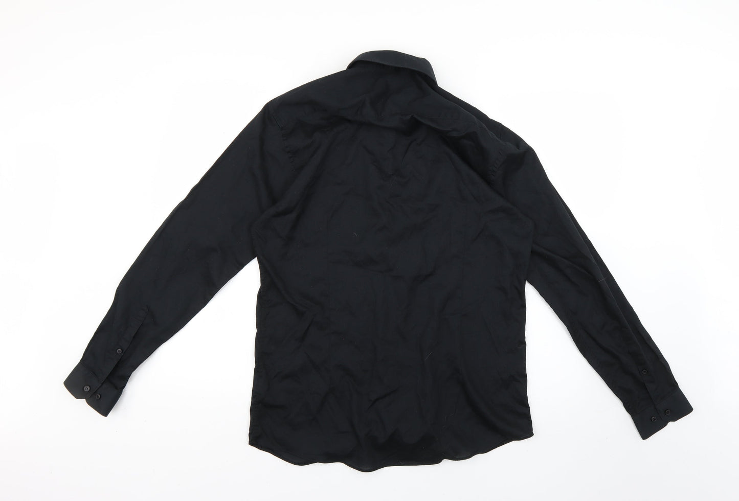 Womens UK Size 16 Cedar Wood State Black Basic Button-Up