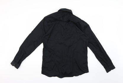 Womens UK Size 16 Cedar Wood State Black Basic Button-Up