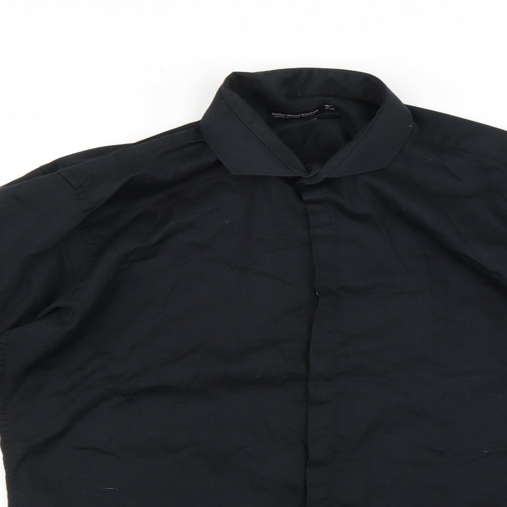 Womens UK Size 16 Cedar Wood State Black Basic Button-Up