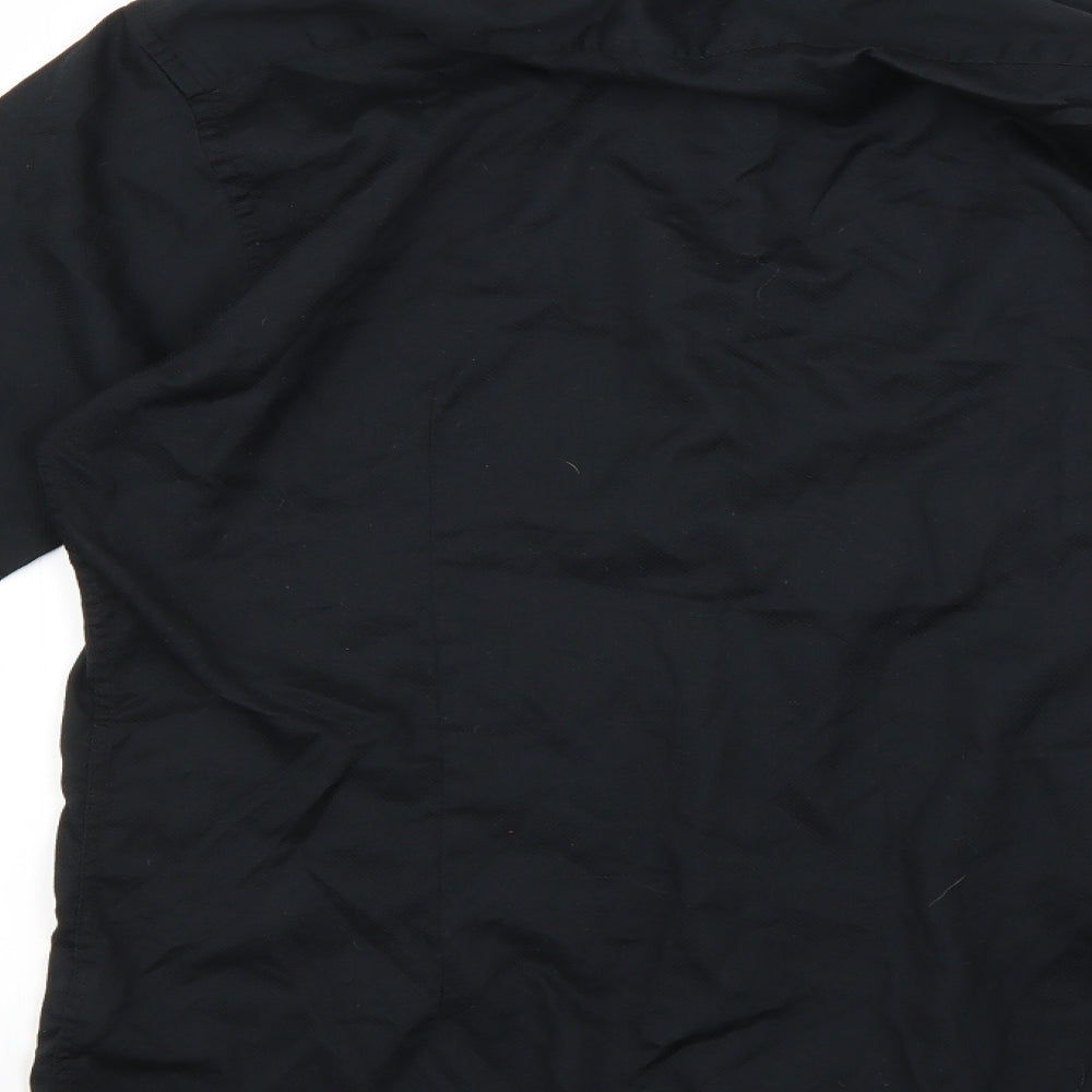 Womens UK Size 16 Cedar Wood State Black Basic Button-Up