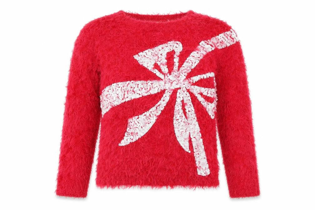 Womens UK Size 10 Star Red Pullover Jumper
