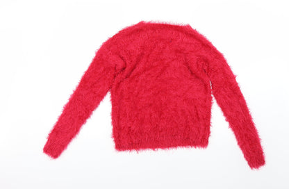 Womens UK Size 10 Star Red Pullover Jumper