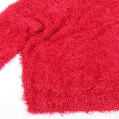 Womens UK Size 10 Star Red Pullover Jumper