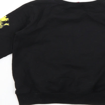 Brand and care label for Next girls’ black jumper, size 9, years