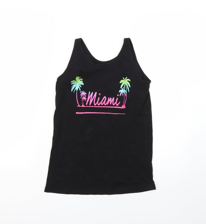 Primark Girls Black Geometric  Basic T-Shirt Size 12-13 Years