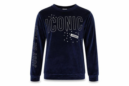 Front view of George girls’ blue solid top pyjama top, size 10-11, years