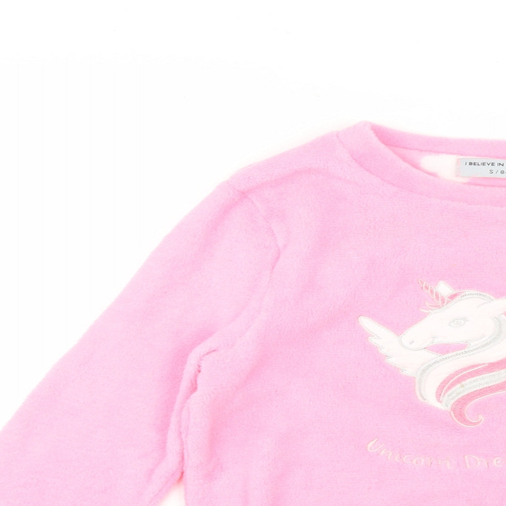 i believe in unicorns Womens Pink Geometric  Top Pyjama Top Size 8