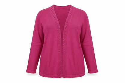 Front view of Julipa women’s pink knit wrap jumper, size UK 16