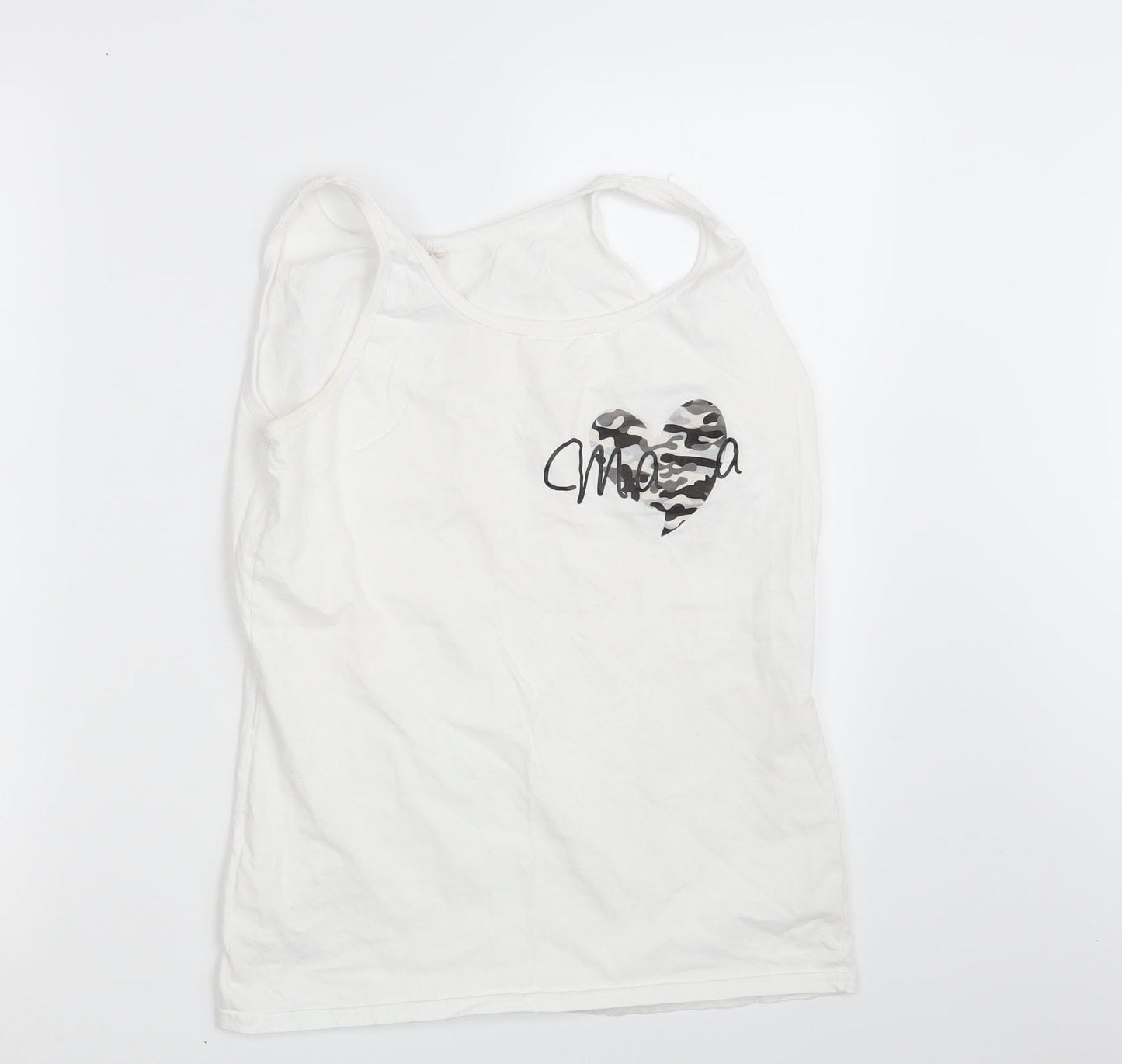 Womens UK Size L Gildan White Basic Tank