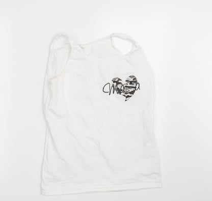 Womens UK Size L Gildan White Basic Tank