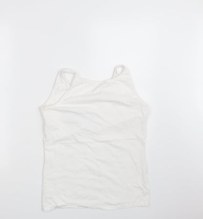 Womens UK Size L Gildan White Basic Tank