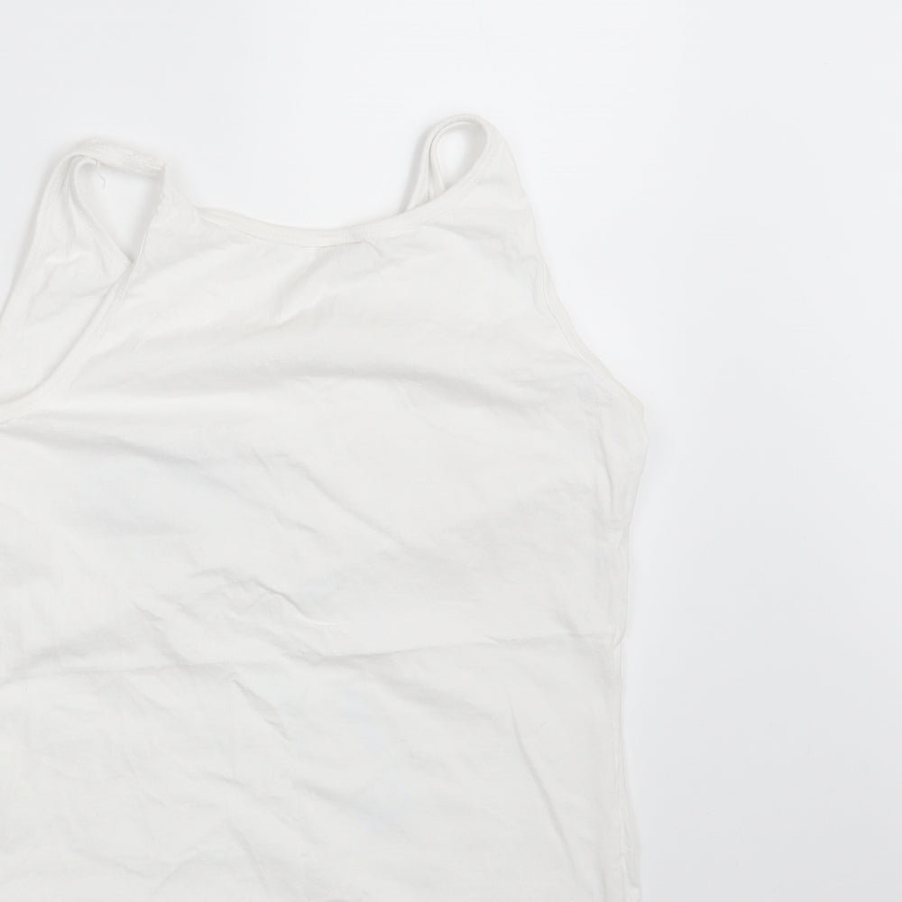 Womens UK Size L Gildan White Basic Tank