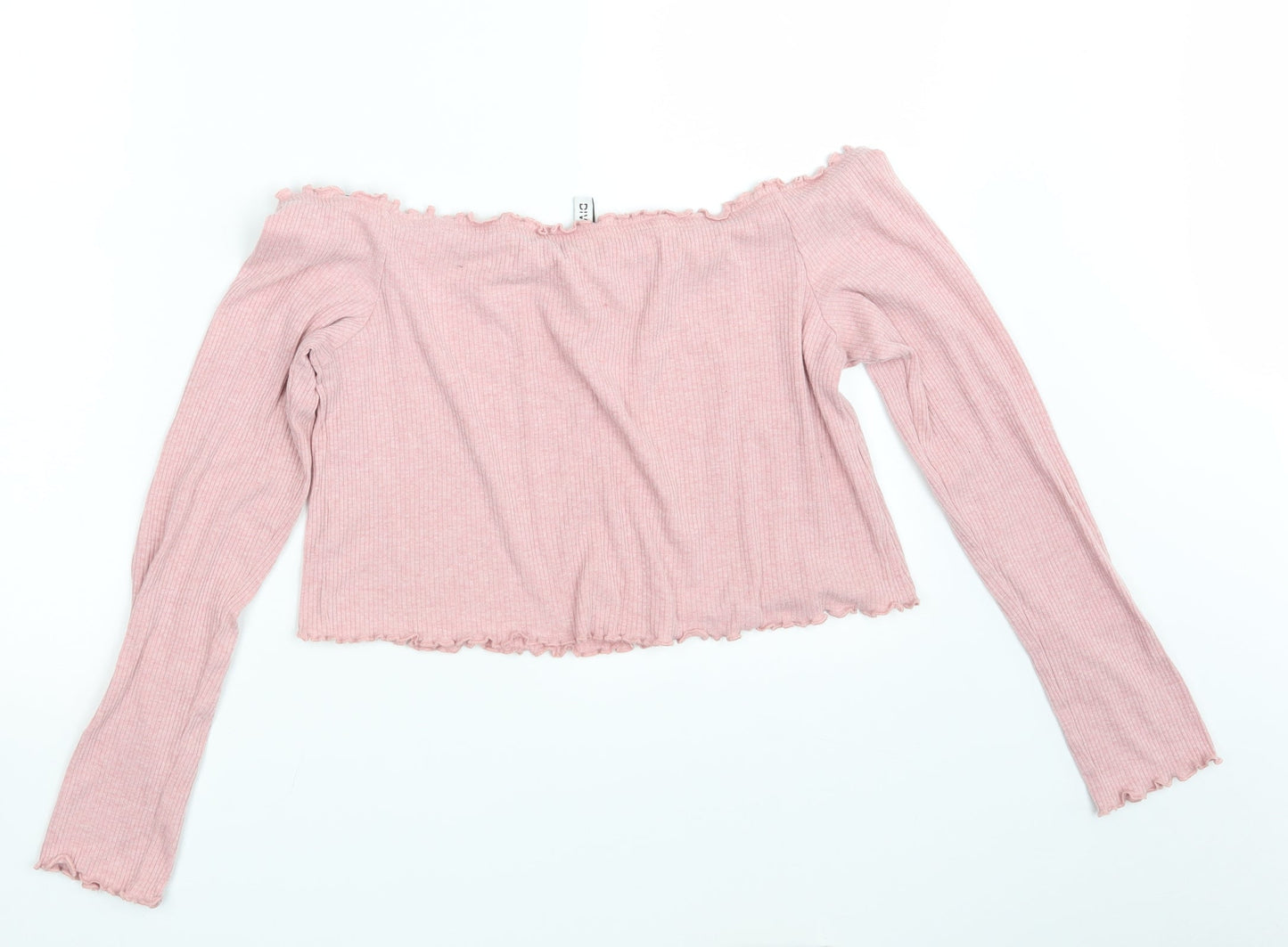 Womens UK Size L H&M Pink Cropped Blouse