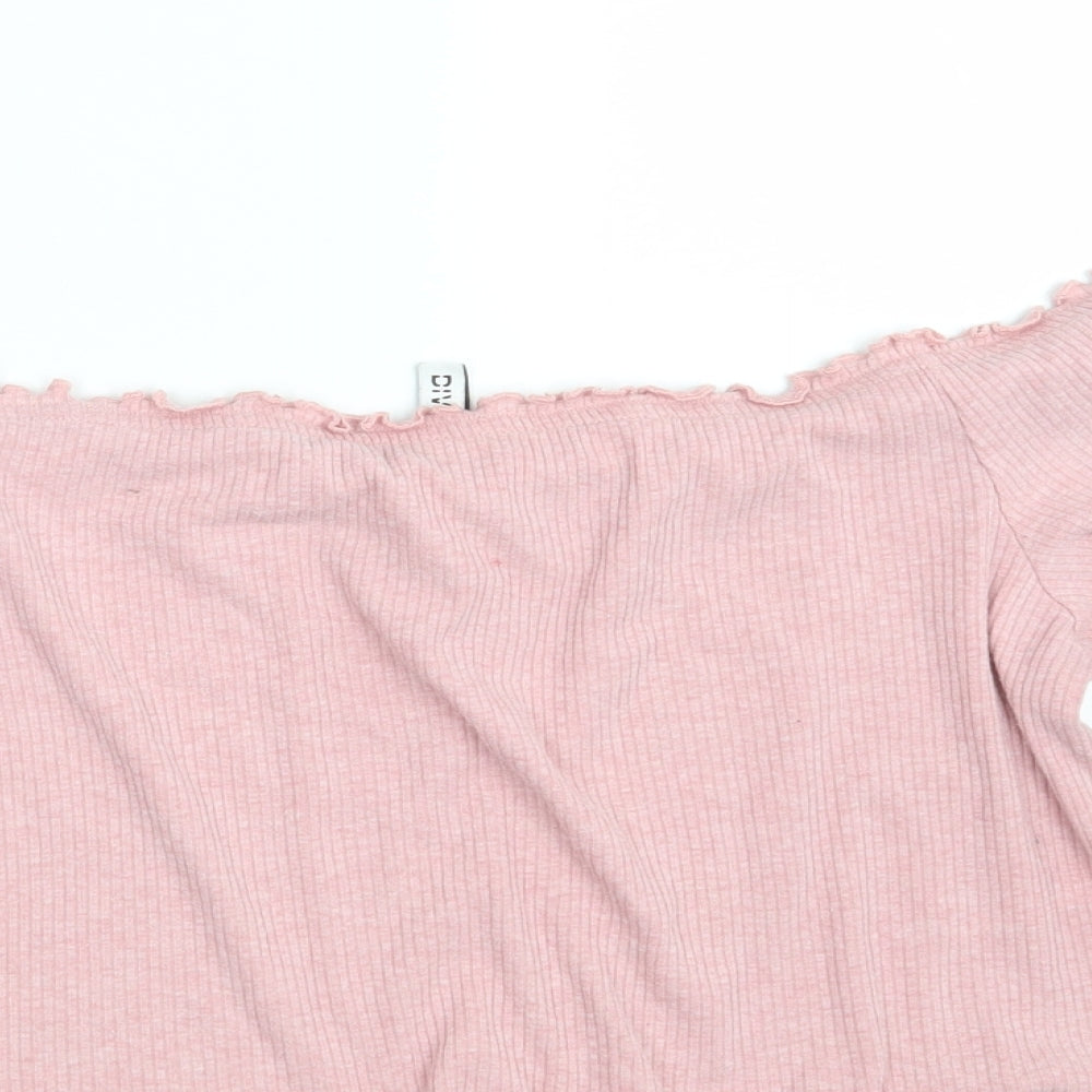 Womens UK Size L H&M Pink Cropped Blouse