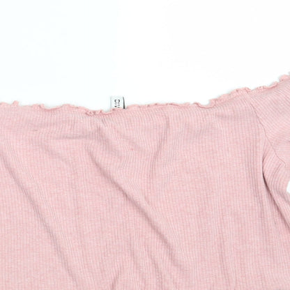 Womens UK Size L H&M Pink Cropped Blouse