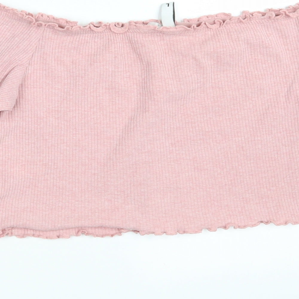 Womens UK Size L H&M Pink Cropped Blouse