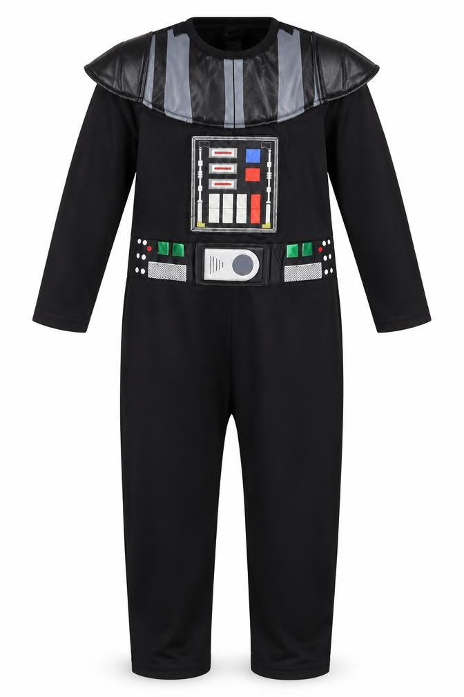 Front view of Star Wars boys’ blue bodysuit, size 3-4, years - inside leg 14-inch