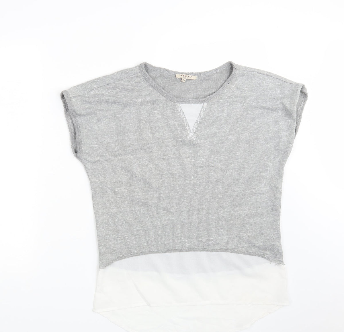 Additional front view of Azara Paris women’s grey basic t-shirt one size