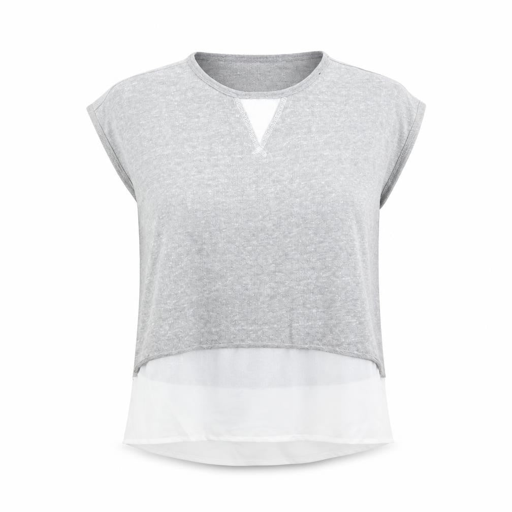 Front view of Azara Paris women’s grey basic t-shirt one size