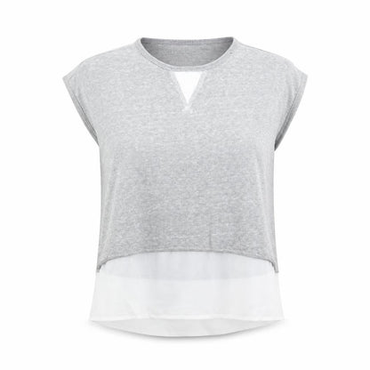 Front view of Azara Paris women’s grey basic t-shirt one size