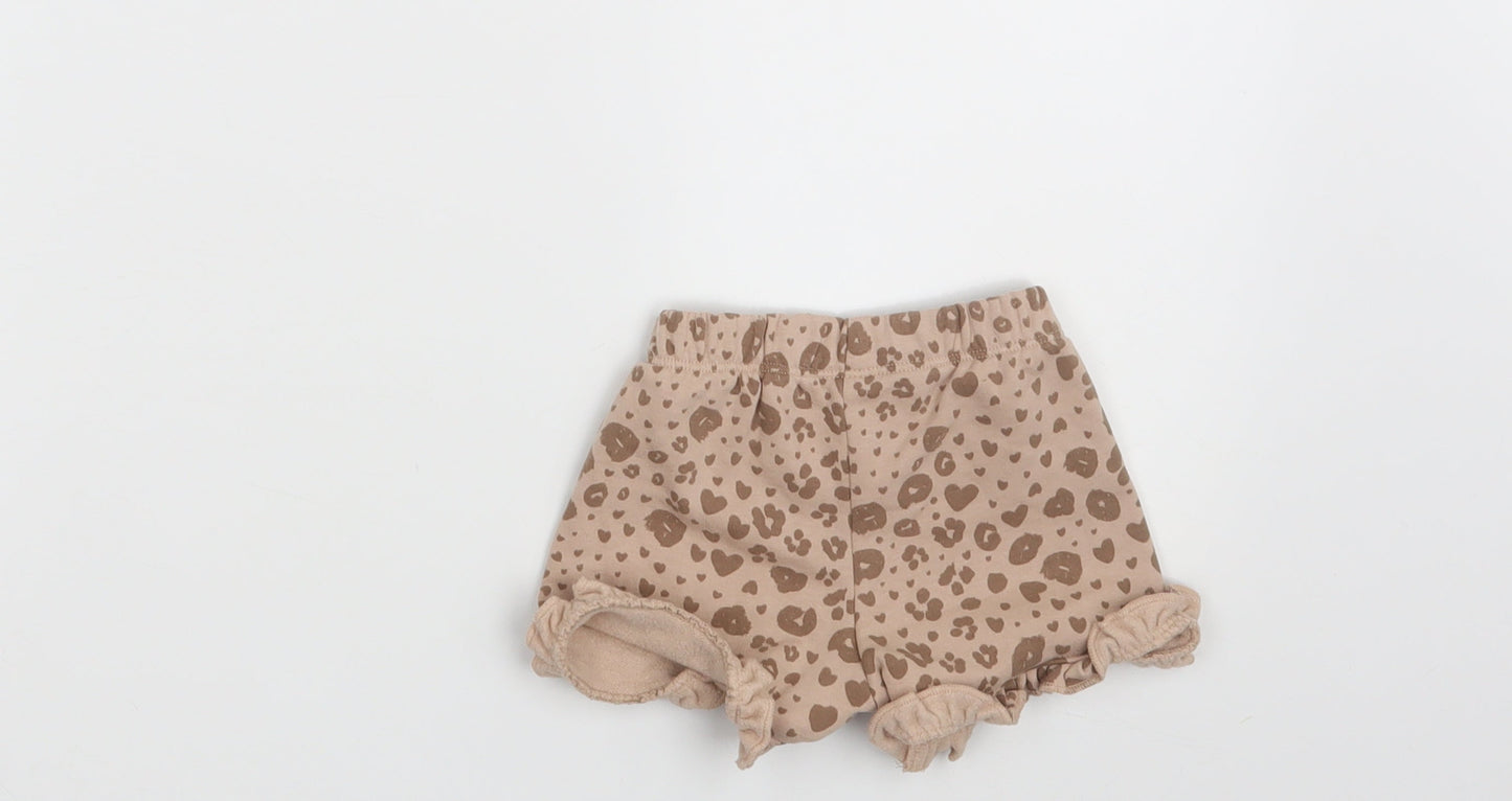 George Girls Brown Animal Print  Cropped Leggings Size 0-3 Months  - Waist 16in; Inside  leg 2in