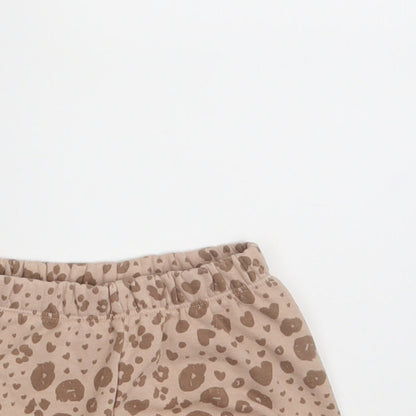 George Girls Brown Animal Print  Cropped Leggings Size 0-3 Months  - Waist 16in; Inside  leg 2in