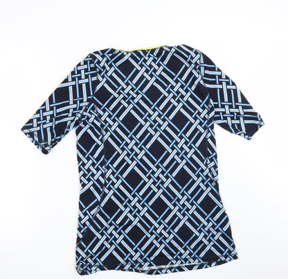 Land's End Womens Blue Geometric  Basic T-Shirt Size 8