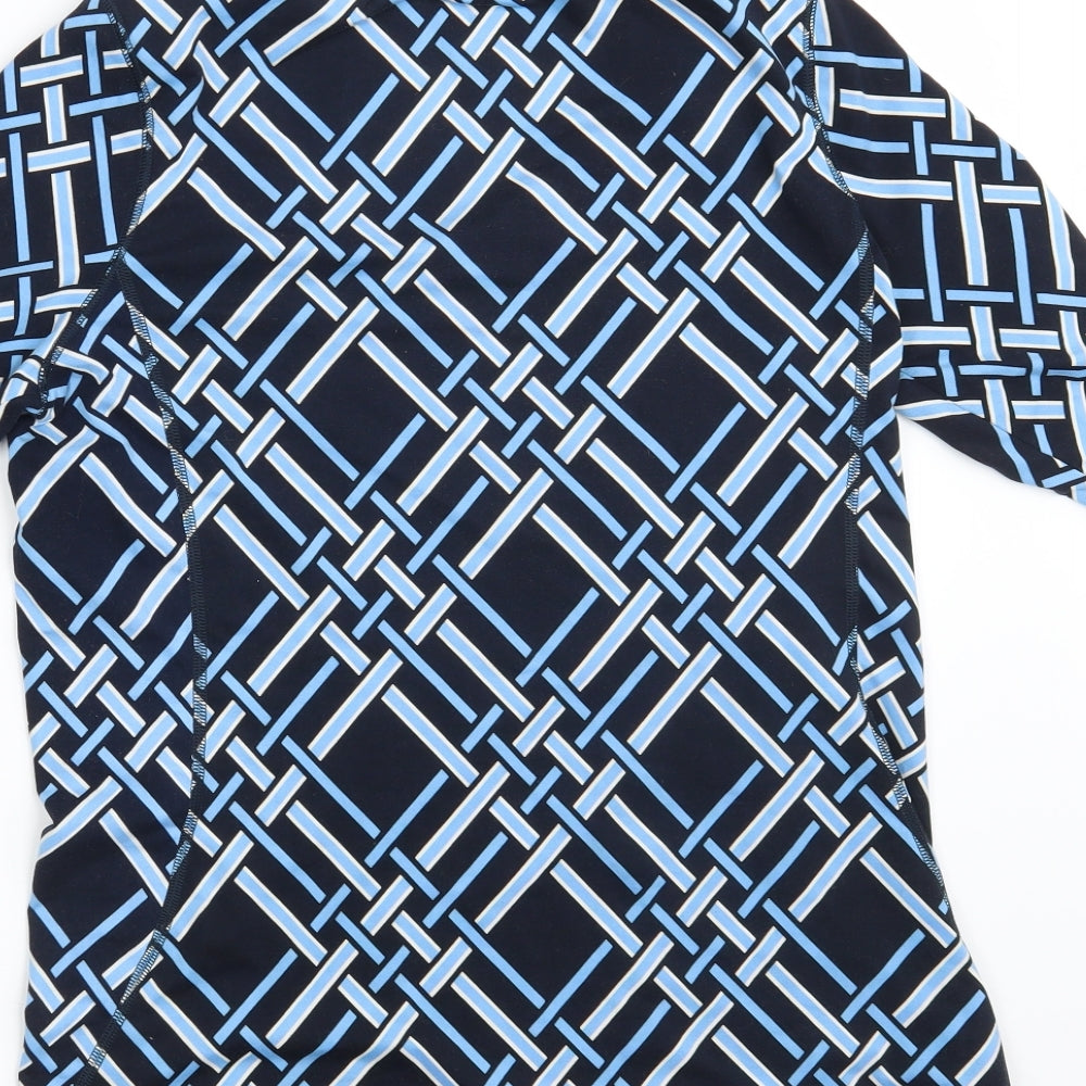 Land's End Womens Blue Geometric  Basic T-Shirt Size 8
