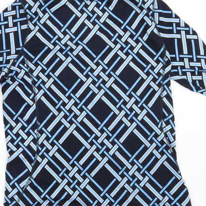 Land's End Womens Blue Geometric  Basic T-Shirt Size 8