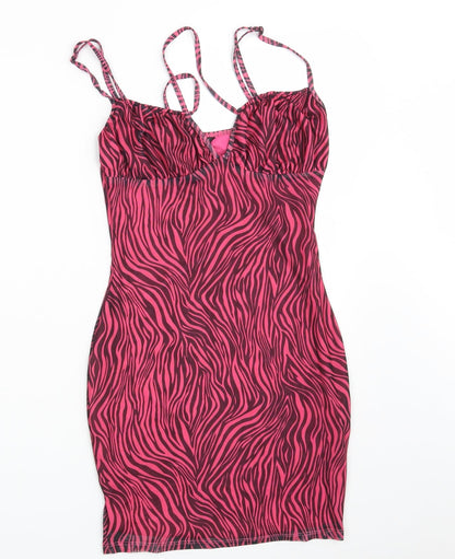 SheIn Womens Pink Animal Print  Fit & Flare  Size S