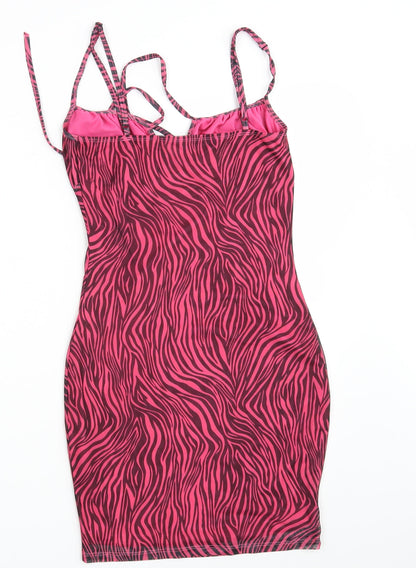 SheIn Womens Pink Animal Print  Fit & Flare  Size S