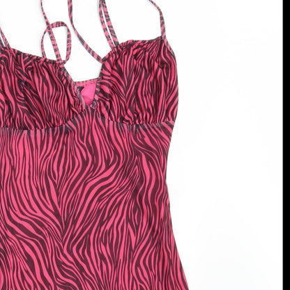 SheIn Womens Pink Animal Print  Fit & Flare  Size S