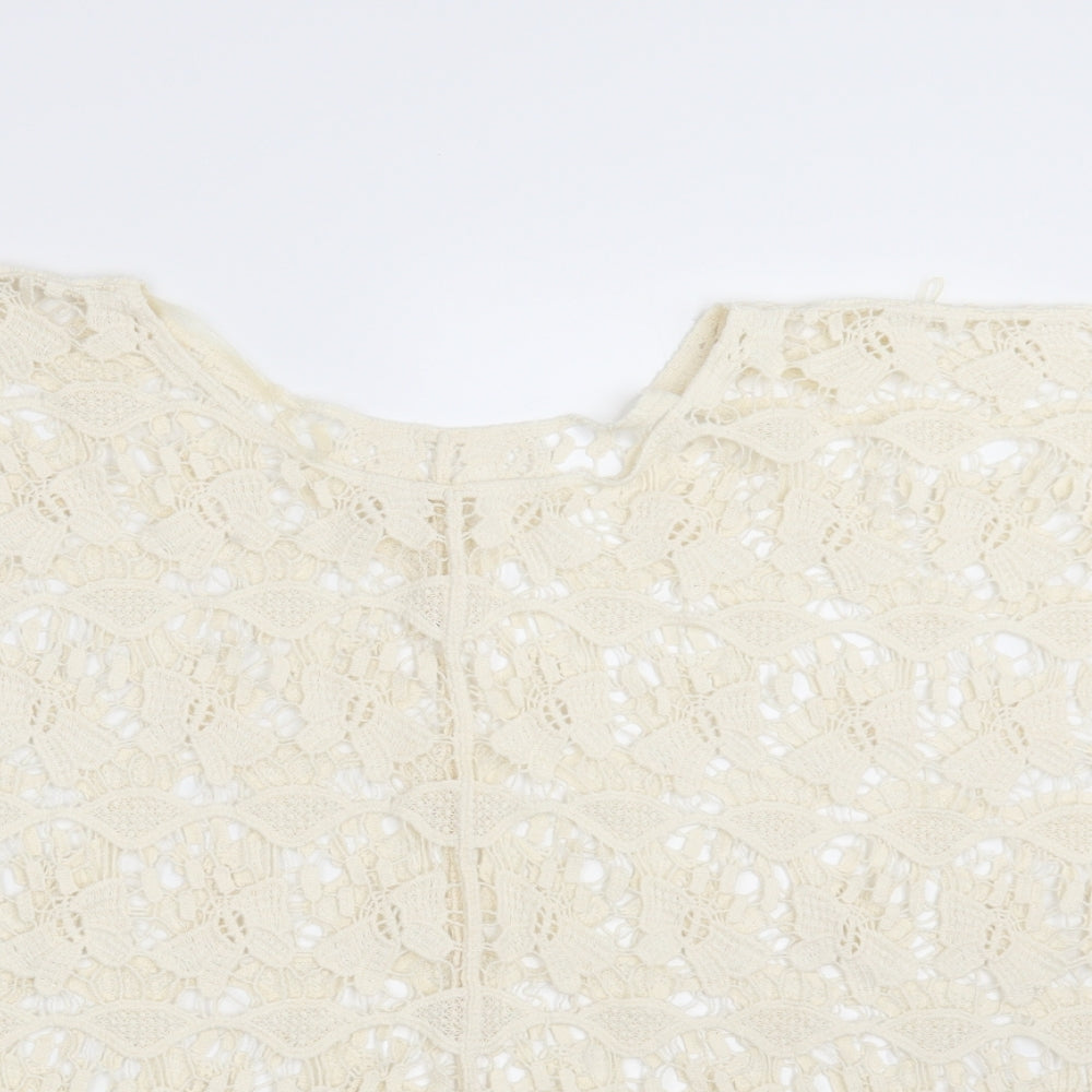 TU Womens Ivory Floral Knit Wrap Jumper One Size