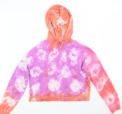 Additional front view of F&F women’s multicoloured batik pullover hoodie, size UK 10