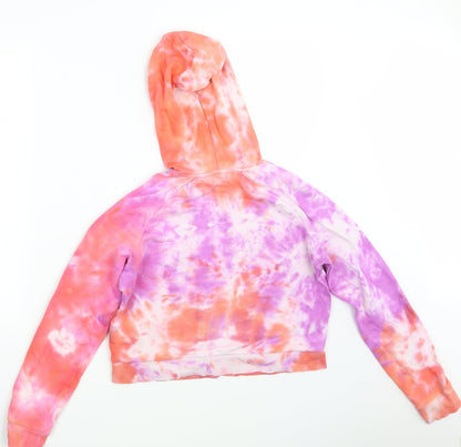 Back view of F&F women’s multicoloured batik pullover hoodie, size UK 10