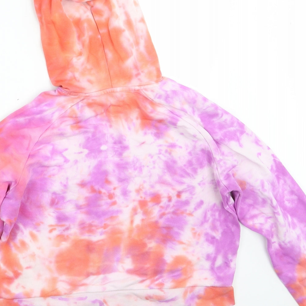 Brand and care label for F&F women’s multicoloured batik pullover hoodie, size UK 10