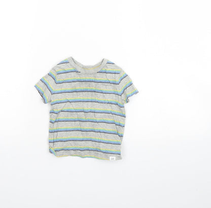Front view of Gap Baby Grey Striped Basic Tank, size 12, Months
