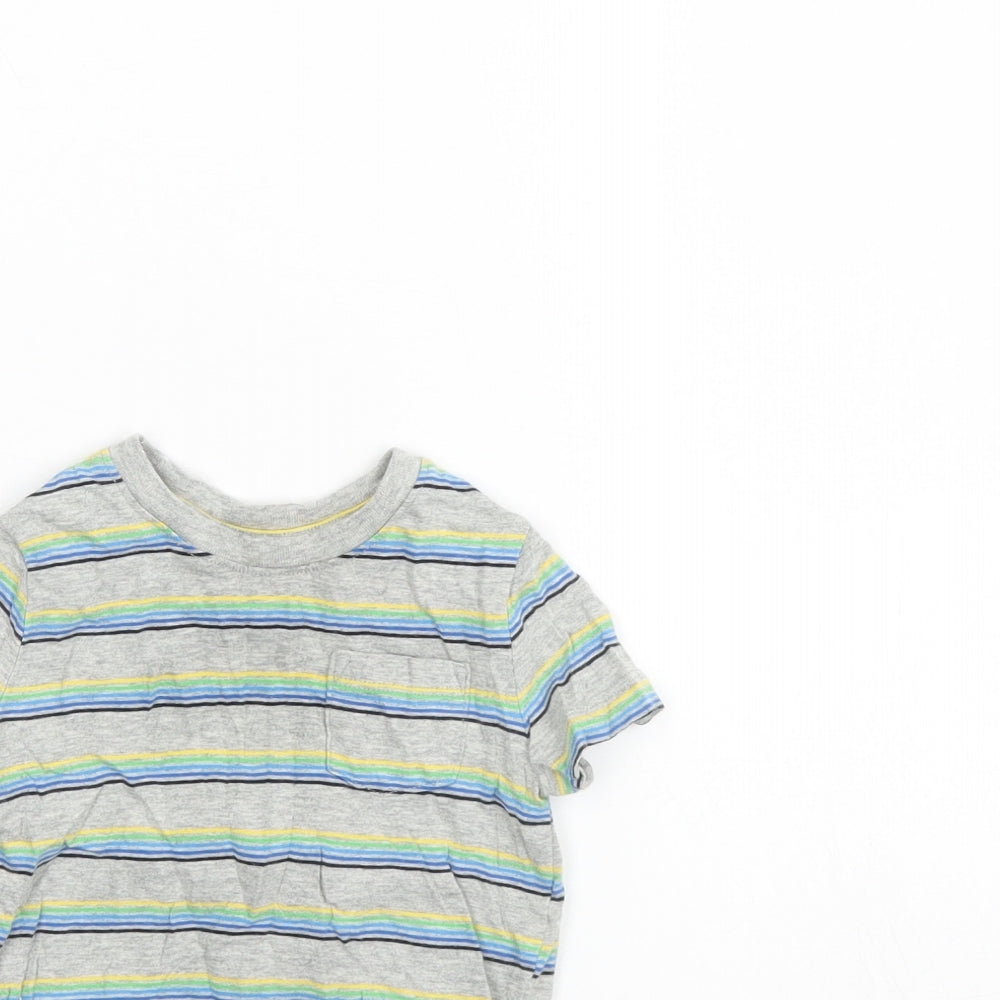 Close-up detail of Gap Baby Grey Striped Basic Tank, size 12, Months