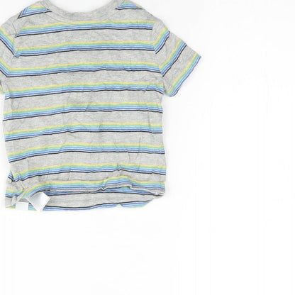 Brand and care label for Gap Baby Grey Striped Basic Tank, size 12, Months