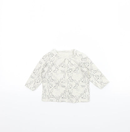 Nutmeg  Girls Grey Spotted  Basic T-Shirt Size 0-3 Months